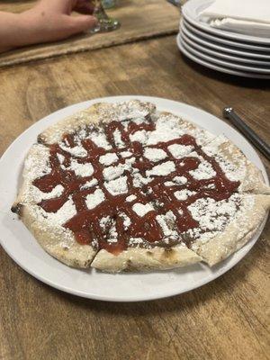 Nutella Pizza w/ strawberry purée