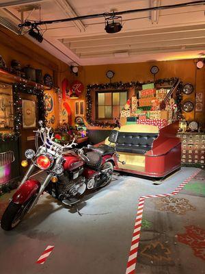 Motorcycle and sleigh for Santa Claus