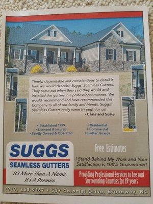 Suggs' Seamless Gutters