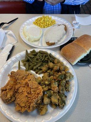 2 piece chicken meal and country fried steak meal