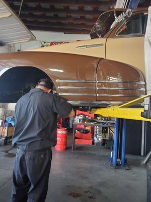 Front Suspension on 1948  Chevy Fleetline.