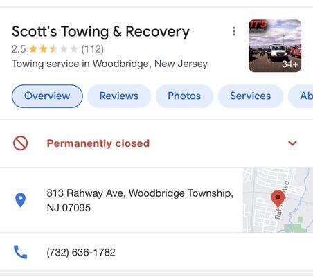 Screenshot of Google showing the company marking themselves as closed when they are really open.