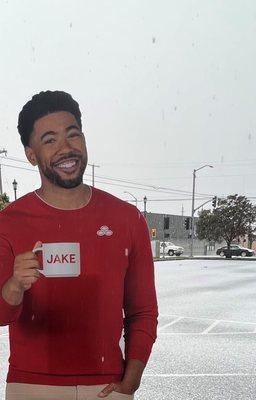 Snow in Crescent City? Jake needs a heavier sweater.