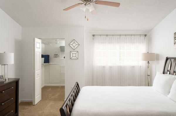 Ceiling fans and carpets in bedrooms