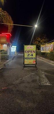 They blocked off the drive-thru with their open 24 hours sign. What a joke