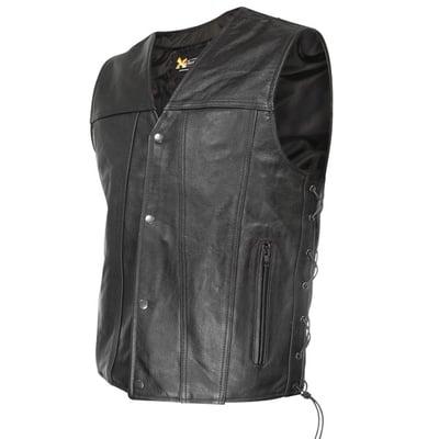 Men's Leather Motorcycle Vest with Gun Pockets