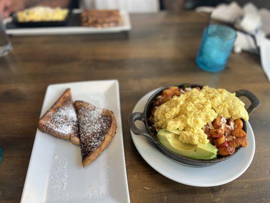 VEGAN BRAVAS SKILLET with side of  Vegan, Vegetarian French Toast