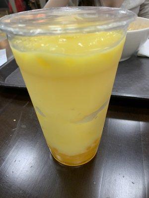 Mango tea slush with popping mango boba