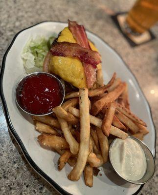 101 Burger - no bun and Parmesan fries