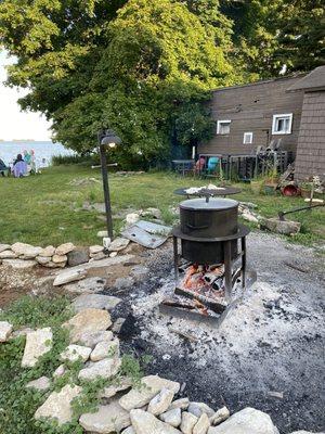 Boil pot like they did hundreds of years ago when they needed to feed a large crew of loggers - except the used whitefish back in the day.