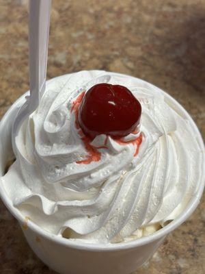 Butter crunch ice cream w butterscotch, real whip cream and cherry Single Scoop Small Build Your Own Sundae