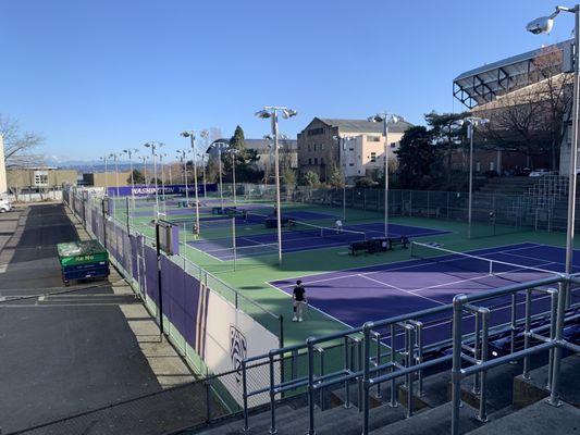 Tennis courts to the south of the building.