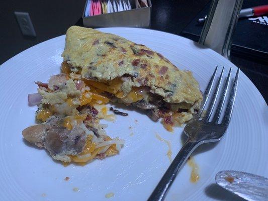 Omelette from the omelette station. It is maned you need to request.