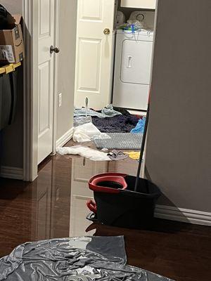 Toilet flooded the whole apartment.