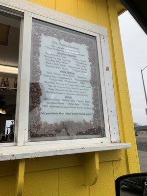 Menu located at drive through window.