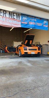 Lamborghini getting smog check