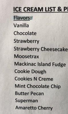 Our ice cream flavors