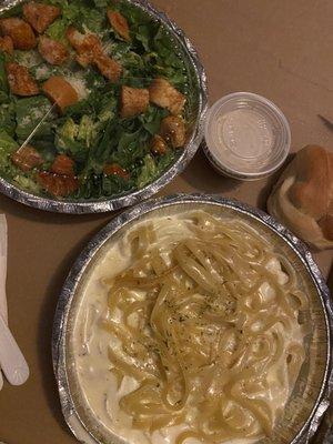 115. Pasta with Alfredo Sauce & Caesar Salad