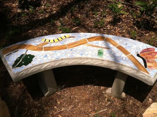 Butterfly Garden - cycle of a Butterfly mosaic tile bench