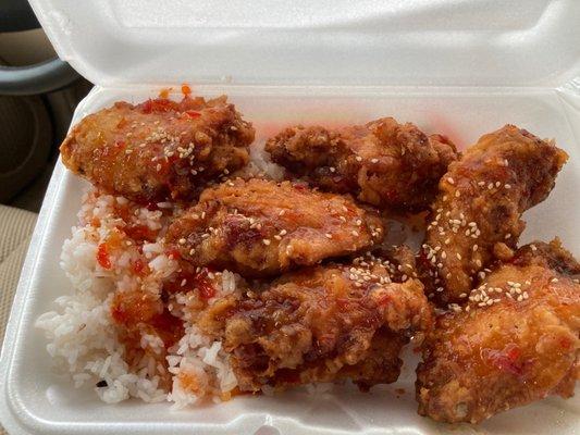 Amazing crispy Korean fried chicken.