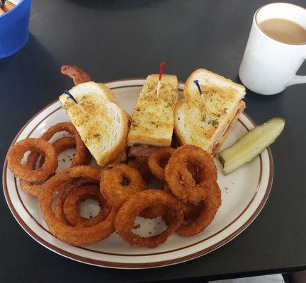 American Club with onion rings!