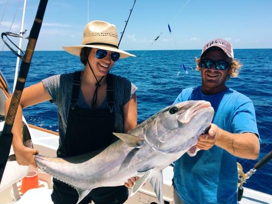 Catching pretty big amberjack! We pulled in 3 big ones.