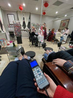 Massage pedicure chairs and salon space