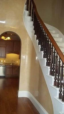 Venetian plaster curved wall and ceiling in this rock island italiante home built 1865.