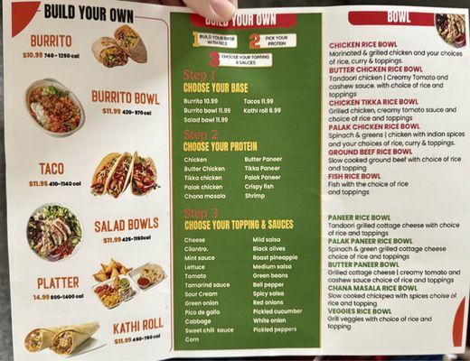 Tri-fold menu inside