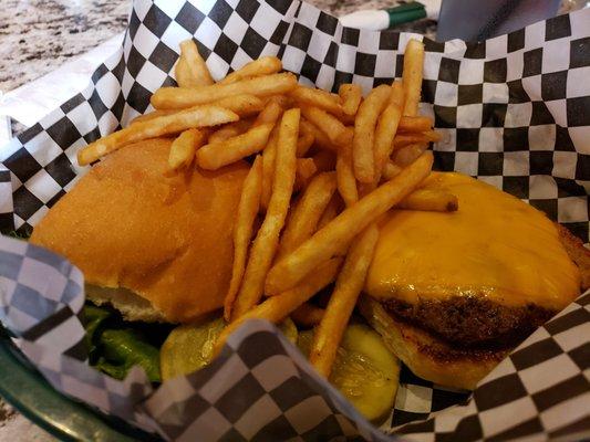 $2.50 burger with cheese and fries