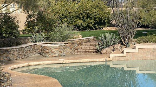 Remodeled existing firepit and added turf