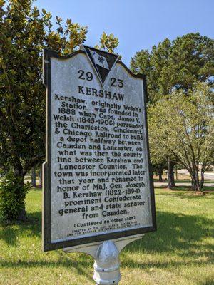 Kershaw Historical Marker