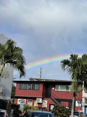 A "fat"  rainbow in Kaimuki town today