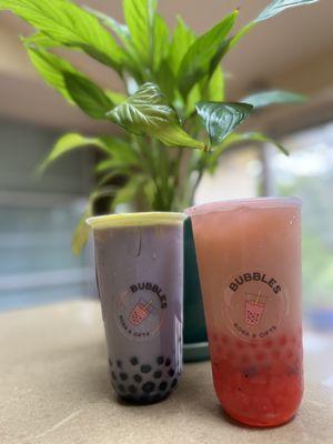 Taro Milk Tea, dragonfruit boba so good!!!