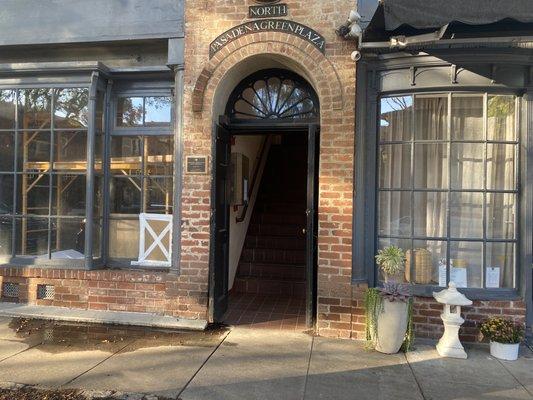 Entrance up the stairs.  Classic building on peaceful Green St.