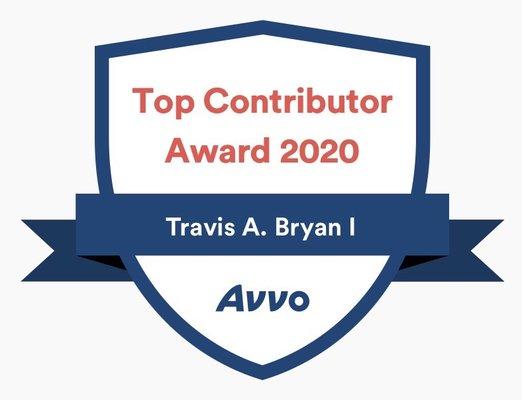 2020 Avvo Top Contributor Award