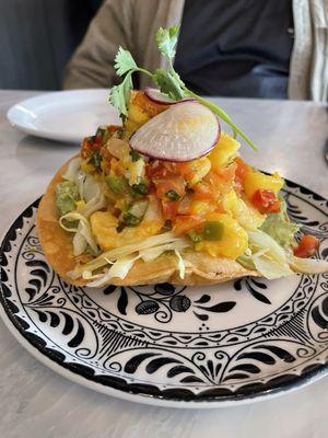 Shrimp mango tostada. Super tasty