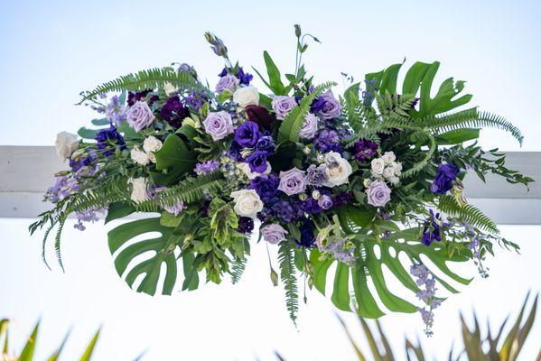 Close up of the wedding arch florals.