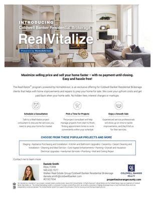 RealVitalize- a program to assist in getting your home sold. Pay from the proceeds of your Sale