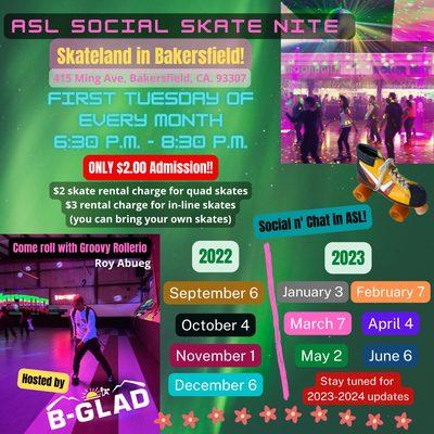 Our monthly event at Skateland!