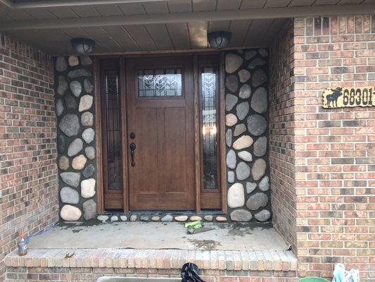 Front entry door change/ with cultured stone finish-Richmond , mi