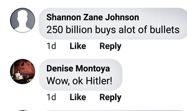 Response to how $ should be spent. ShannonJohnson, employee of Probuilt, says immigrants should be shot, among other racist rants.