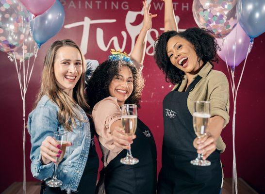 A paint and drink party is a creative adult birthday party idea.