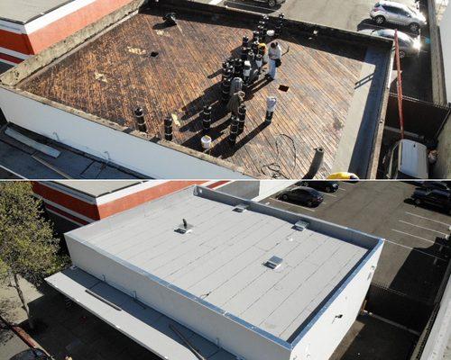 Retail store roof replacement in Pasadena