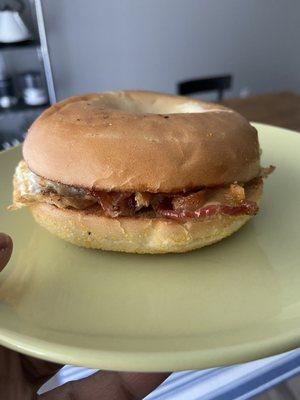 Bacon, egg, and cheese bagel.