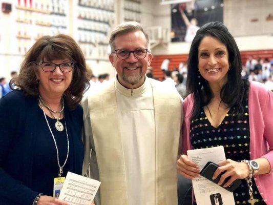 Farewell Liturgy 2019 with CFO Long, Fr. Pyrch, and Assistant Principal Desmond