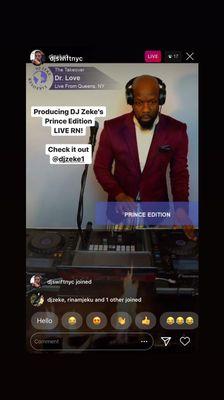 Dj Zeke Prince tribute on Instagram virtually