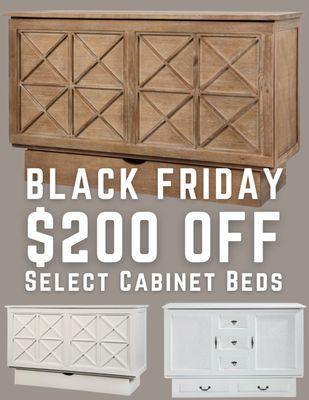 $200 OFF Essex & Kingston Cabinet Beds! Sale ends 12/2. Plus BOGO 50% on chairs & 20% OFF DCG items! Visit us this Black Friday!