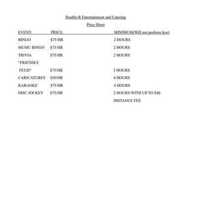 Price sheet