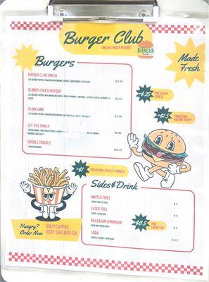 A physical menu inside the store